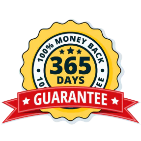 365-day money-back guarantee badge